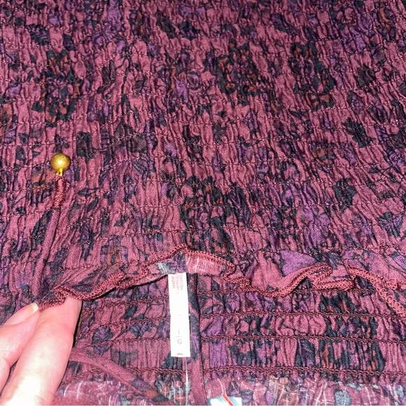 Free People womens Floral-print Smock It to Me Balloon-sleeve Mini Dress Large - Picture 5 of 6